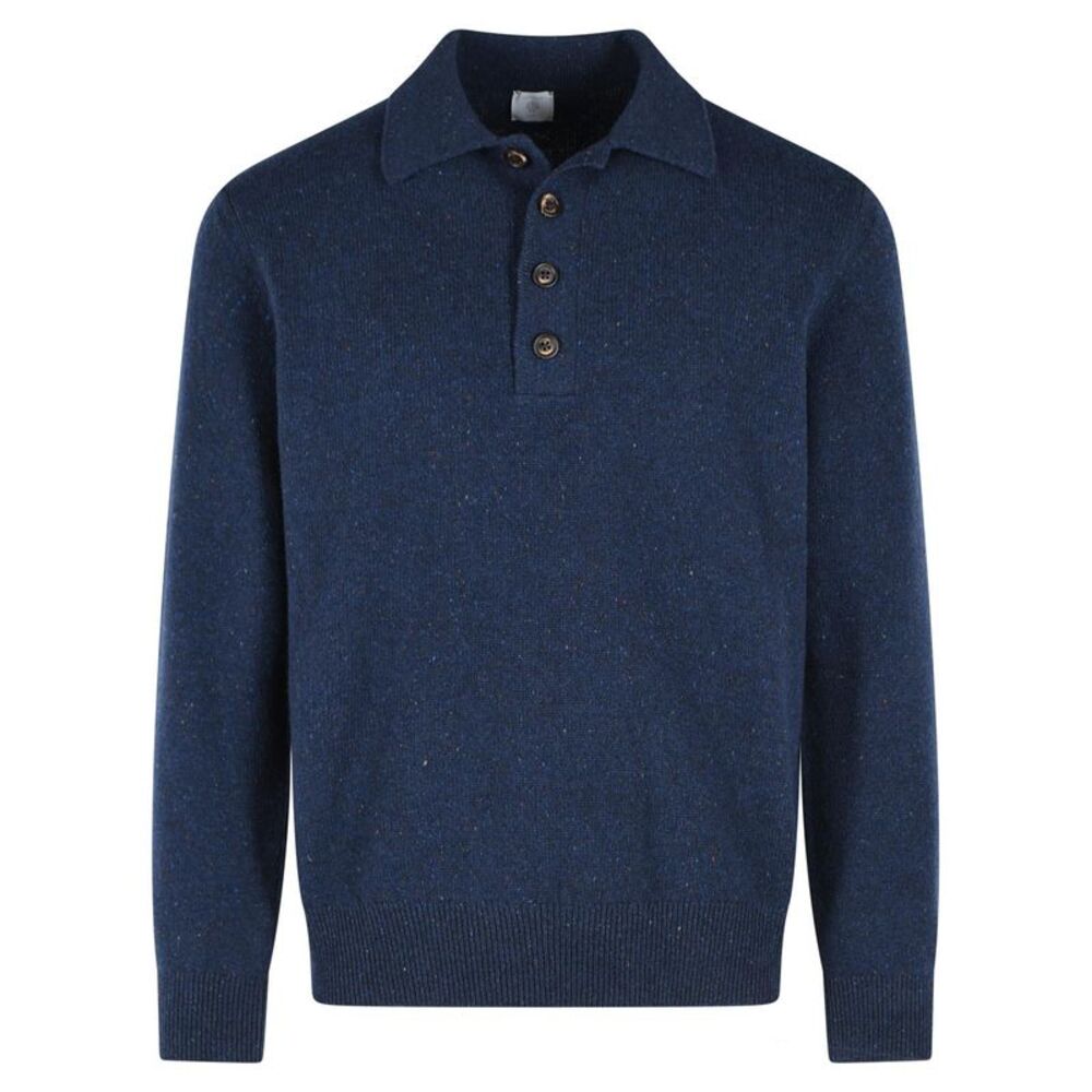 Eleventy Navy Wool Polo Shirt Men